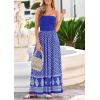 imagePRETTYGARDEN Summer Dresses for Women 2026 Floral Patchwork Strapless Tube Long Flowy Dress Beach Vacation ClothesFloral Royal Blue White