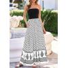 imagePRETTYGARDEN Summer Dresses for Women 2026 Floral Patchwork Strapless Tube Long Flowy Dress Beach Vacation ClothesFloral White Black