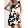 imagePRETTYGARDEN Sundresses for Women 2026 Boho Floral Summer Dresses Ruffle Cap Sleeve Short A Line Mini Beach Vacation DressWhite Black Floal