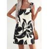 imagePRETTYGARDEN Sundresses for Women 2026 Boho Floral Summer Dresses Ruffle Cap Sleeve Short A Line Mini Beach Vacation DressWhite Black Floal