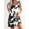 imagePRETTYGARDEN Sundresses for Women 2026 Boho Floral Summer Dresses Ruffle Cap Sleeve Short A Line Mini Beach Vacation DressWhite Black Floal