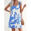 imagePRETTYGARDEN Sundresses for Women 2026 Boho Floral Summer Dresses Ruffle Cap Sleeve Short A Line Mini Beach Vacation DressWhite Blue Floral