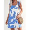 imagePRETTYGARDEN Sundresses for Women 2026 Boho Floral Summer Dresses Ruffle Cap Sleeve Short A Line Mini Beach Vacation DressWhite Blue Floral