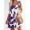 imagePRETTYGARDEN Sundresses for Women 2026 Boho Floral Summer Dresses Ruffle Cap Sleeve Short A Line Mini Beach Vacation DressWhite Purple Floral
