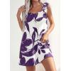 imagePRETTYGARDEN Sundresses for Women 2026 Boho Floral Summer Dresses Ruffle Cap Sleeve Short A Line Mini Beach Vacation DressWhite Purple Floral