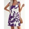 imagePRETTYGARDEN Sundresses for Women 2026 Boho Floral Summer Dresses Ruffle Cap Sleeve Short A Line Mini Beach Vacation DressWhite Purple Floral