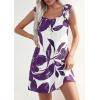 imagePRETTYGARDEN Sundresses for Women 2026 Boho Floral Summer Dresses Ruffle Cap Sleeve Short A Line Mini Beach Vacation DressWhite Purple Floral