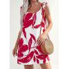 imagePRETTYGARDEN Sundresses for Women 2026 Boho Floral Summer Dresses Ruffle Cap Sleeve Short A Line Mini Beach Vacation DressWhite Red Floral