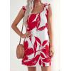 imagePRETTYGARDEN Sundresses for Women 2026 Boho Floral Summer Dresses Ruffle Cap Sleeve Short A Line Mini Beach Vacation DressWhite Red Floral