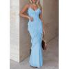 imagePRETTYGARDEN Women 2026 Wedding Guest Cocktail Maxi Dress Spaghetti Strap Sleeveless V Neck Bodycon Mesh Party Summer OutfitsLight Blue