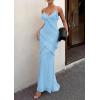 imagePRETTYGARDEN Women 2026 Wedding Guest Cocktail Maxi Dress Spaghetti Strap Sleeveless V Neck Bodycon Mesh Party Summer OutfitsLight Blue
