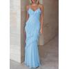 imagePRETTYGARDEN Women 2026 Wedding Guest Cocktail Maxi Dress Spaghetti Strap Sleeveless V Neck Bodycon Mesh Party Summer OutfitsLight Blue
