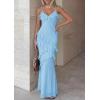 imagePRETTYGARDEN Women 2026 Wedding Guest Cocktail Maxi Dress Spaghetti Strap Sleeveless V Neck Bodycon Mesh Party Summer OutfitsLight Blue