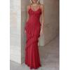 imagePRETTYGARDEN Women 2026 Wedding Guest Cocktail Maxi Dress Spaghetti Strap Sleeveless V Neck Bodycon Mesh Party Summer OutfitsRed