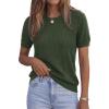 imagePRETTYGARDEN Womens 2026 Spring Short Sleeve Sweater Knit Going Out Tops Work Shirts Trendy Summer Business Casual OutfitsArmy Green