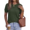 imagePRETTYGARDEN Womens 2026 Spring Short Sleeve Sweater Knit Going Out Tops Work Shirts Trendy Summer Business Casual OutfitsArmy Green