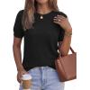 imagePRETTYGARDEN Womens 2026 Spring Short Sleeve Sweater Knit Going Out Tops Work Shirts Trendy Summer Business Casual OutfitsBlack