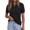imagePRETTYGARDEN Womens 2026 Spring Short Sleeve Sweater Knit Going Out Tops Work Shirts Trendy Summer Business Casual OutfitsBlack
