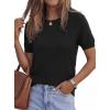 imagePRETTYGARDEN Womens 2026 Spring Short Sleeve Sweater Knit Going Out Tops Work Shirts Trendy Summer Business Casual OutfitsBlack