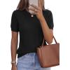 imagePRETTYGARDEN Womens 2026 Spring Short Sleeve Sweater Knit Going Out Tops Work Shirts Trendy Summer Business Casual OutfitsBlack