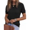 imagePRETTYGARDEN Womens 2026 Spring Short Sleeve Sweater Knit Going Out Tops Work Shirts Trendy Summer Business Casual OutfitsBlack