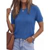 imagePRETTYGARDEN Womens 2026 Spring Short Sleeve Sweater Knit Going Out Tops Work Shirts Trendy Summer Business Casual OutfitsBlue