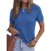 imagePRETTYGARDEN Womens 2026 Spring Short Sleeve Sweater Knit Going Out Tops Work Shirts Trendy Summer Business Casual OutfitsBlue