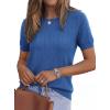 imagePRETTYGARDEN Womens 2026 Spring Short Sleeve Sweater Knit Going Out Tops Work Shirts Trendy Summer Business Casual OutfitsBlue