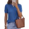 imagePRETTYGARDEN Womens 2026 Spring Short Sleeve Sweater Knit Going Out Tops Work Shirts Trendy Summer Business Casual OutfitsBlue