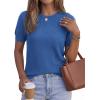 imagePRETTYGARDEN Womens 2026 Spring Short Sleeve Sweater Knit Going Out Tops Work Shirts Trendy Summer Business Casual OutfitsBlue