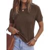 imagePRETTYGARDEN Womens 2026 Spring Short Sleeve Sweater Knit Going Out Tops Work Shirts Trendy Summer Business Casual OutfitsBrown