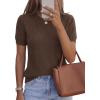 imagePRETTYGARDEN Womens 2026 Spring Short Sleeve Sweater Knit Going Out Tops Work Shirts Trendy Summer Business Casual OutfitsBrown