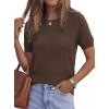 imagePRETTYGARDEN Womens 2026 Spring Short Sleeve Sweater Knit Going Out Tops Work Shirts Trendy Summer Business Casual OutfitsBrown