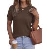 imagePRETTYGARDEN Womens 2026 Spring Short Sleeve Sweater Knit Going Out Tops Work Shirts Trendy Summer Business Casual OutfitsBrown