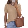 imagePRETTYGARDEN Womens 2026 Spring Short Sleeve Sweater Knit Going Out Tops Work Shirts Trendy Summer Business Casual OutfitsKhaki
