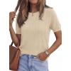 imagePRETTYGARDEN Womens 2026 Spring Short Sleeve Sweater Knit Going Out Tops Work Shirts Trendy Summer Business Casual OutfitsLight Khaki