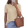 imagePRETTYGARDEN Womens 2026 Spring Short Sleeve Sweater Knit Going Out Tops Work Shirts Trendy Summer Business Casual OutfitsLight Khaki