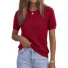 imagePRETTYGARDEN Womens 2026 Spring Short Sleeve Sweater Knit Going Out Tops Work Shirts Trendy Summer Business Casual OutfitsRed