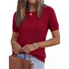 imagePRETTYGARDEN Womens 2026 Spring Short Sleeve Sweater Knit Going Out Tops Work Shirts Trendy Summer Business Casual OutfitsRed