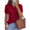 imagePRETTYGARDEN Womens 2026 Spring Short Sleeve Sweater Knit Going Out Tops Work Shirts Trendy Summer Business Casual OutfitsRed