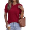 imagePRETTYGARDEN Womens 2026 Spring Short Sleeve Sweater Knit Going Out Tops Work Shirts Trendy Summer Business Casual OutfitsRed
