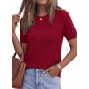 imagePRETTYGARDEN Womens 2026 Spring Short Sleeve Sweater Knit Going Out Tops Work Shirts Trendy Summer Business Casual OutfitsRed