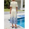 imagePRETTYGARDEN Womens Boho Floral Maxi Dress Summer 2026 Short Sleeve Tie V Neck Spring Wedding Guest Flowy Beach Sun DressesApricot Blue Floral