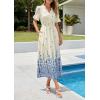 imagePRETTYGARDEN Womens Boho Floral Maxi Dress Summer 2026 Short Sleeve Tie V Neck Spring Wedding Guest Flowy Beach Sun DressesApricot Blue Floral