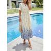 imagePRETTYGARDEN Womens Boho Floral Maxi Dress Summer 2026 Short Sleeve Tie V Neck Spring Wedding Guest Flowy Beach Sun DressesApricot Blue Floral