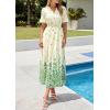 imagePRETTYGARDEN Womens Boho Floral Maxi Dress Summer 2026 Short Sleeve Tie V Neck Spring Wedding Guest Flowy Beach Sun DressesApricot Green Floral