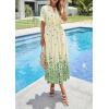 imagePRETTYGARDEN Womens Boho Floral Maxi Dress Summer 2026 Short Sleeve Tie V Neck Spring Wedding Guest Flowy Beach Sun DressesApricot Green Floral