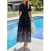 imagePRETTYGARDEN Womens Boho Floral Maxi Dress Summer 2026 Short Sleeve Tie V Neck Spring Wedding Guest Flowy Beach Sun DressesBlack White Floral