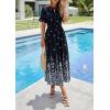imagePRETTYGARDEN Womens Boho Floral Maxi Dress Summer 2026 Short Sleeve Tie V Neck Spring Wedding Guest Flowy Beach Sun DressesBlack White Floral
