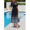 imagePRETTYGARDEN Womens Boho Floral Maxi Dress Summer 2026 Short Sleeve Tie V Neck Spring Wedding Guest Flowy Beach Sun DressesBlack White Floral
